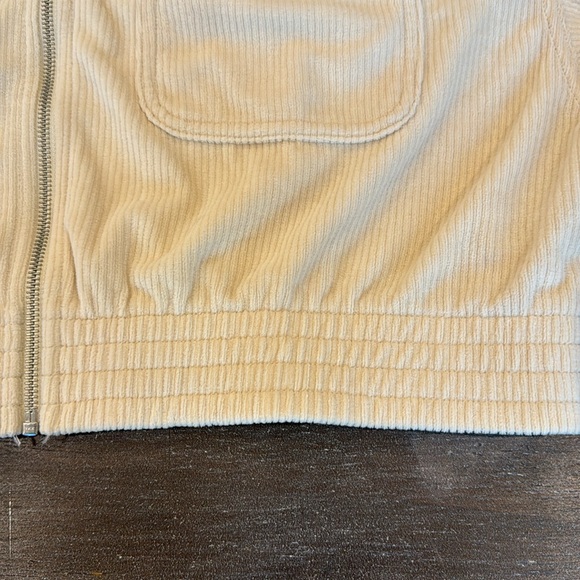 NWT Aerie Groove On Full Zip Soft Velour Cropped Beige Ribbed Jacket Size L - Picture 9 of 14